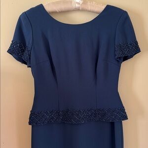 Donna Morgan Vintage Cobalt Blue Midi Dress Size 2 Petite.